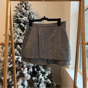 Alicelulu Tweed Skort Mini Black White Textured Made in Korea XS/S